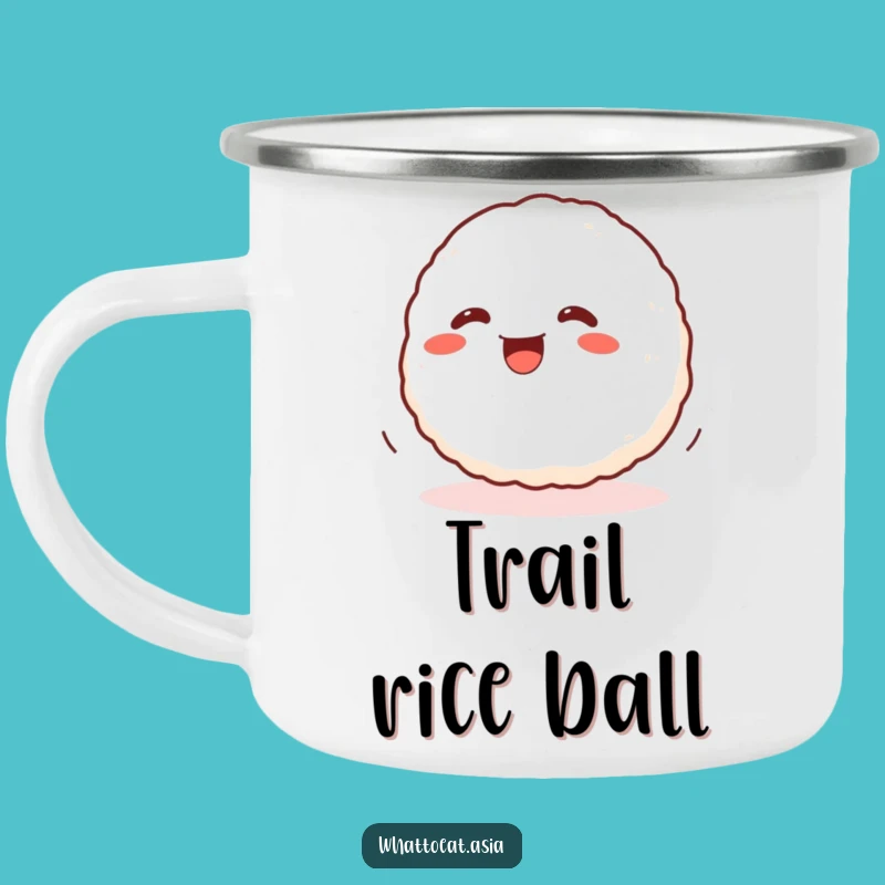 Funny Onigiri Camping Mug: Happy Ball Roll, Outdoor Adventure Gift!