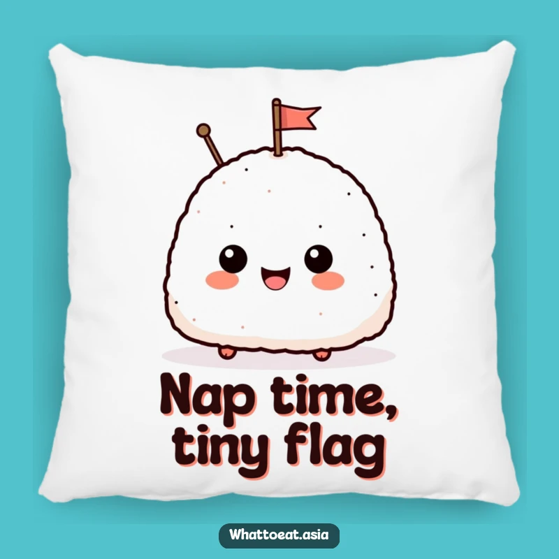 Funny Onigiri Waving Flag Pillow: Add Comfort and Cheer with this Hilarious Accent Pillow