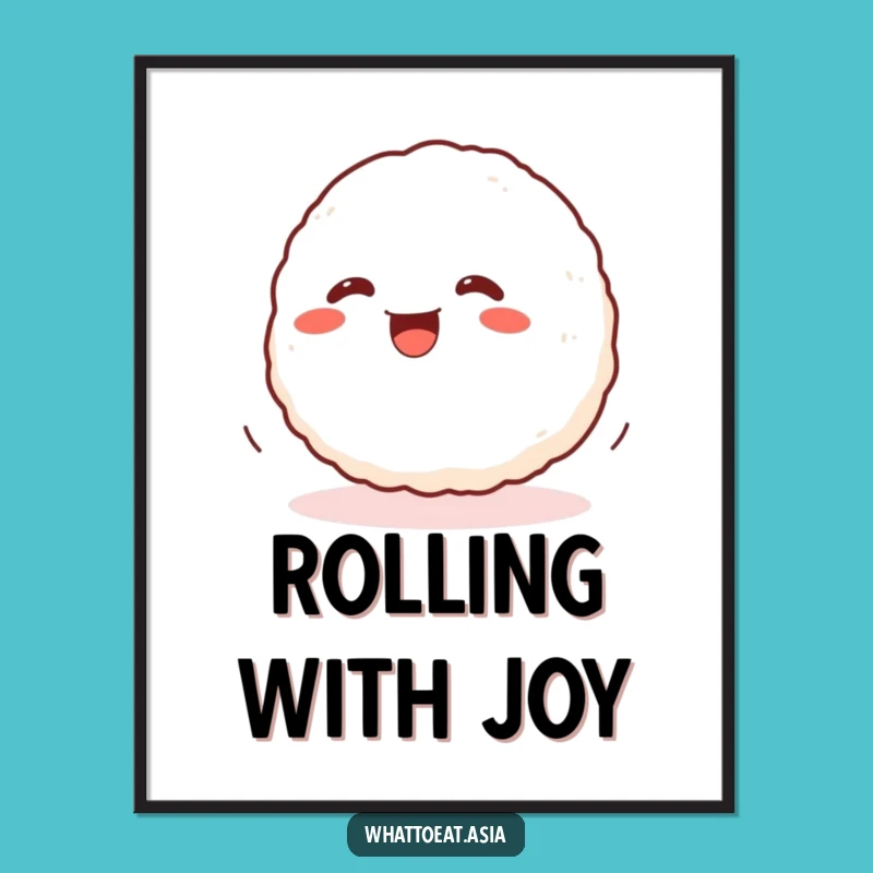 Funny Onigiri Digital Art: Wiggling Ball Print, Instant Fun Gift!
