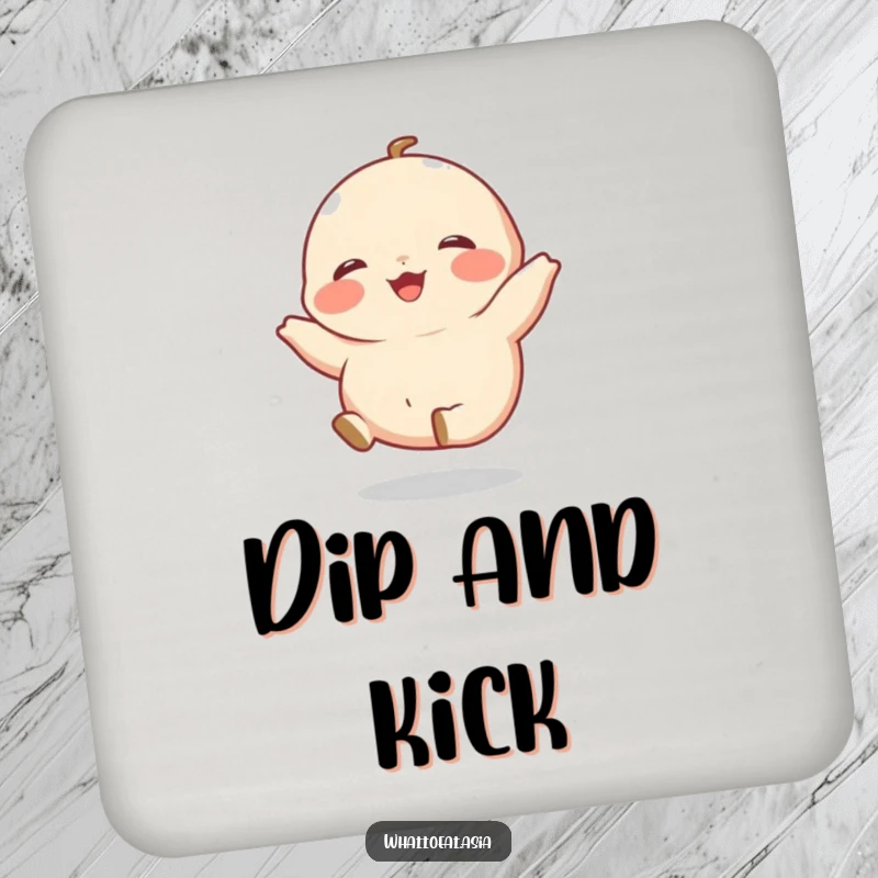 Funny Dumpling Coaster with a giggling dumpling and tiny legs kicking happily, offering surface protection with a whimsical and food-inspired design.