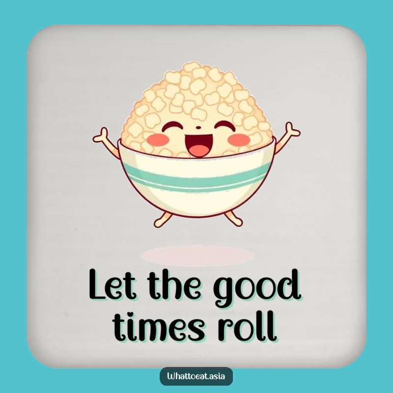 Funny Happy Rice Bowl Coaster: Protect Surfaces with Joyful Flair!
