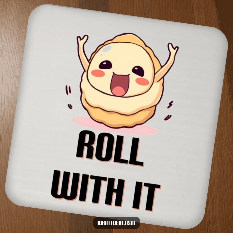 Funny Takoyaki Coaster: A delighted takoyaki rolling downhill with immense joy, adding playful decor.
