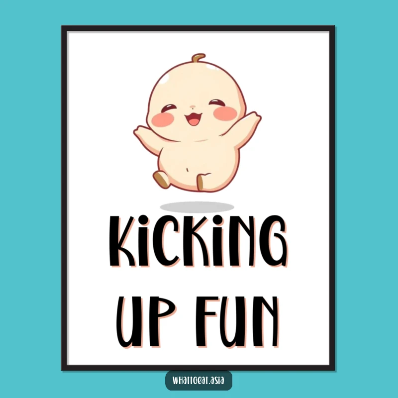 Funny Dumpling Poster: Giggling Legs Art Print, Kitchen Decor Gift!