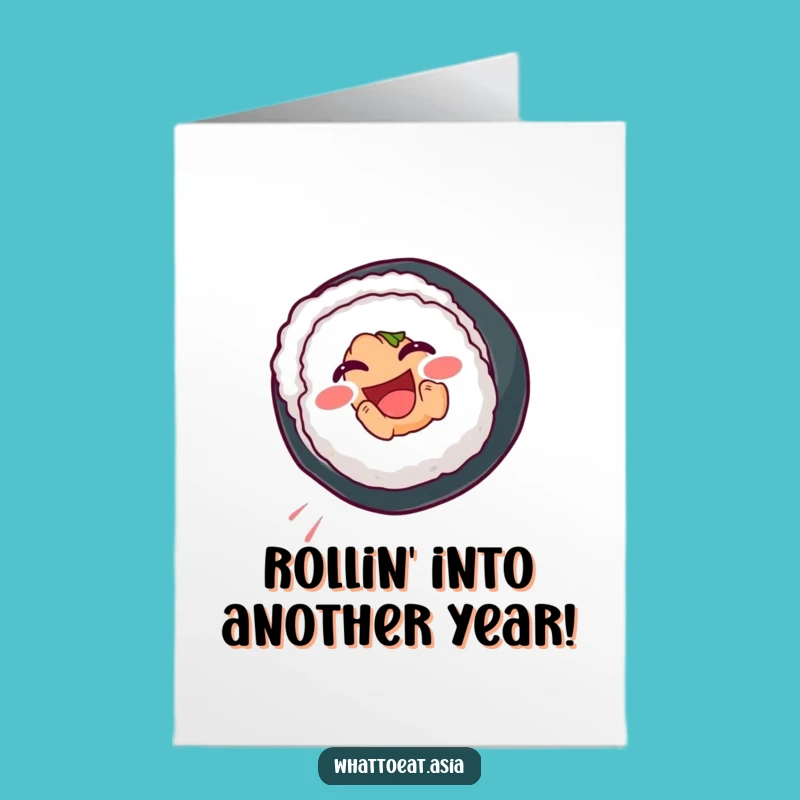 Free Printable Sushi Birthday Card: Funny Roll Somesault Downloadable Gift!