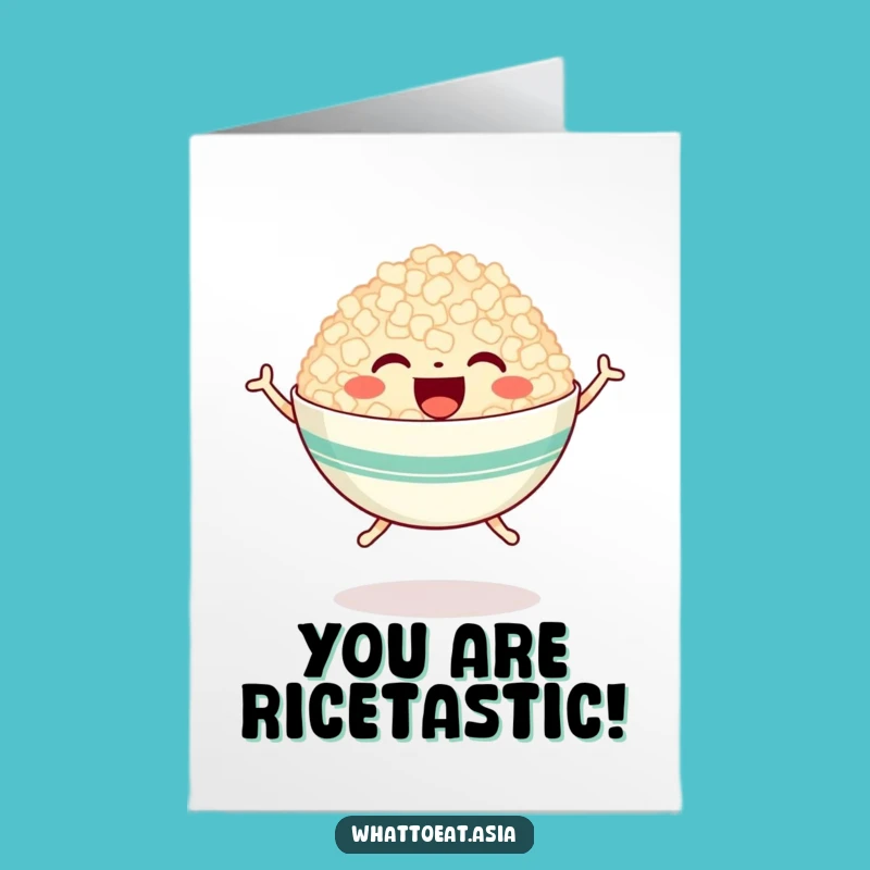 Free Printable Congrats Card: Joyful Rice Bowl Jumping Funny Downloadable Greeting