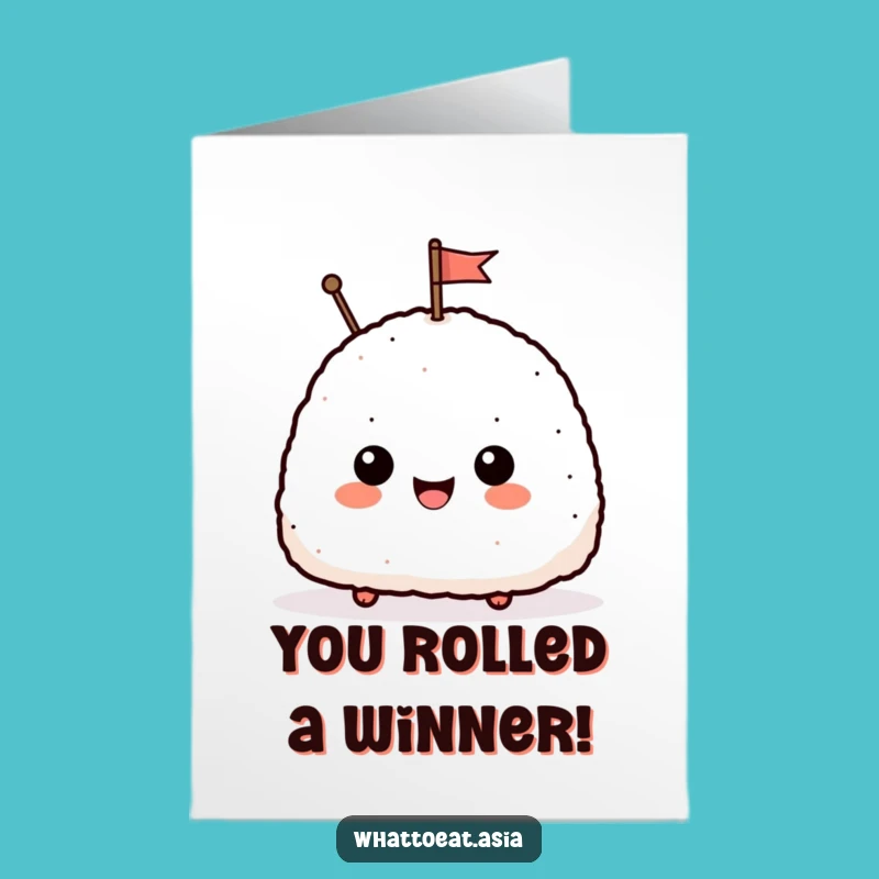 Free Printable Congrats Card: Smiley Onigiri Flags - Easy DIY Download!
