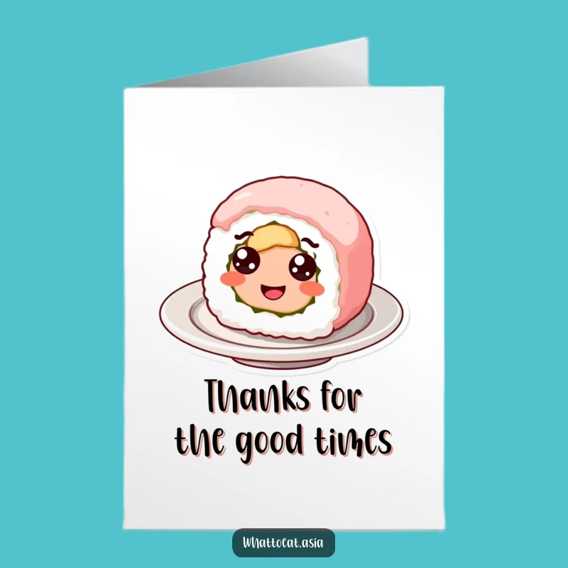 Free Printable Thank You Card: Googly Eyed Sushi Spinning Funny Downloadable Greeting