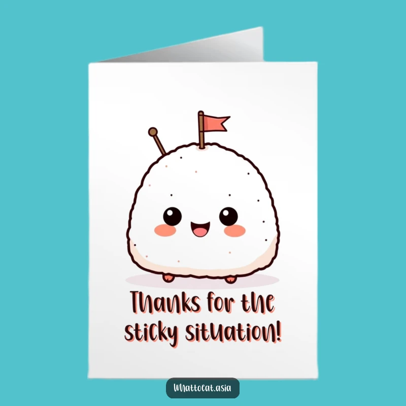 Free Printable Thank You Card: Waving Onigiri - Sweet & Funny DIY!