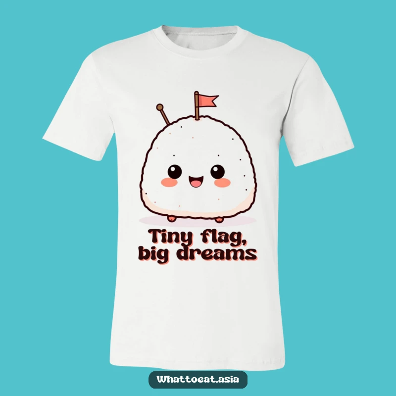 Funny Onigiri Waving Flag T-Shirt: Wear Your Delight with this Hilarious and Cute Tee